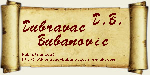 Dubravac Bubanović vizit kartica